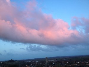 Readings. pink cloud over Glasto